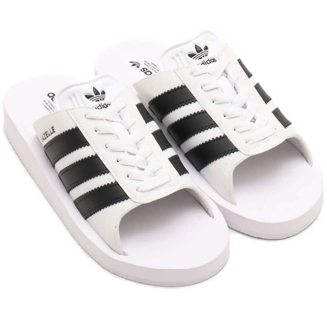 アディダス ガゼル ビーチスライド adidas GAZELLE BEACH SLIDES フットウェアホワイト/コアブラック/フットウェアホワイト JQ7420｜シューズナッツ