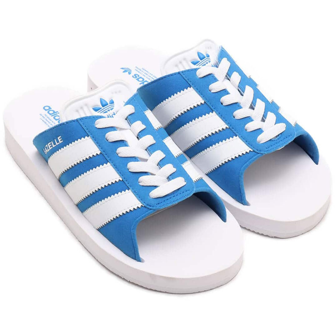 アディダス ガゼル ビーチスライド adidas GAZELLE BEACH SLIDES ブルーバード/フットウェアホワイト/フットウェアホワイト JQ7425｜シューズナッツ