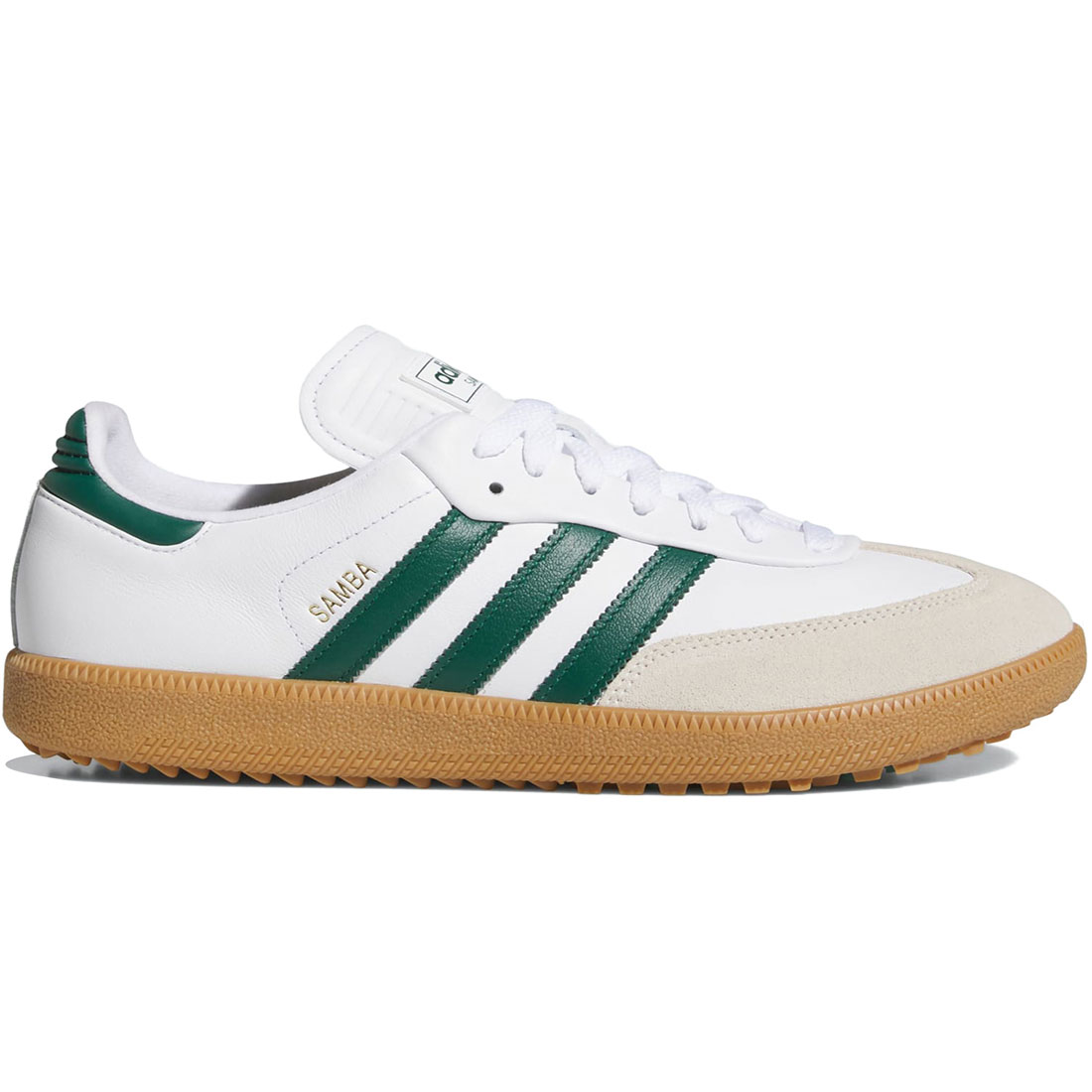 アディダス サンバ ゴルフ フルグレインレザー adidas SAMBA GOLF FULL GRAIN LEATHER クラウドホワイト/カレッジグリーン/ガム JH6151｜シューズナッツ