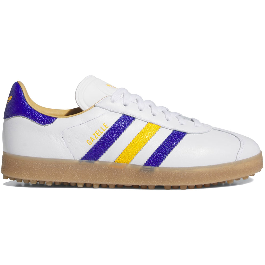 アディダス ガゼル なめし革 スパイク受け答え ゴルフシューズ adidas GAZELLE LEATHER SPIKELESS GOLF SHOES Cloud White / Lucid Blue / Crew Yellow JR6700