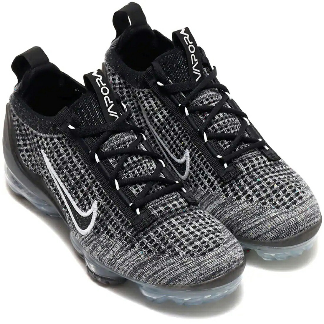 ナイキ エア湖 ヴェイパーマックス 2021 飛球編み物 NIKE W Air VaporMax 2021 FK 黒いこと/白いこと/メタリックシルバー DH4088-003