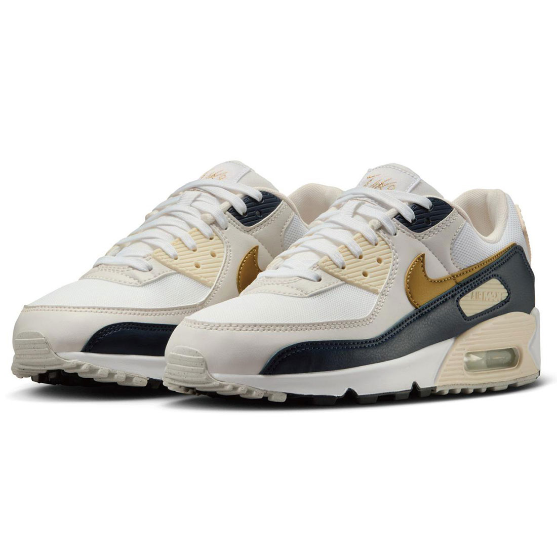スニーカー Nike Air Max 90 Black llic Gold Summit White (W) Nike Air Max 90 LV8 White Metallic Gold Black (Women's