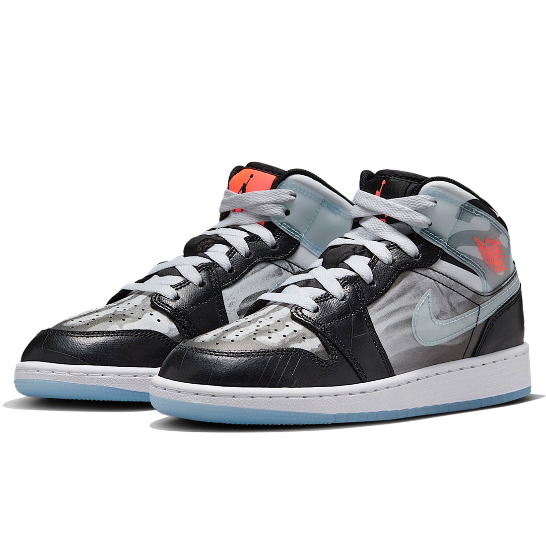 ナイキ エア ジョーダン 1 ミッド スニーカー スクール NIKE J AIR JORDAN 1 MID SNEAKERS SCHOOL ブラック/トータルクリムゾン/ホワイト/ブルー HF3210-001|シューズナッツ