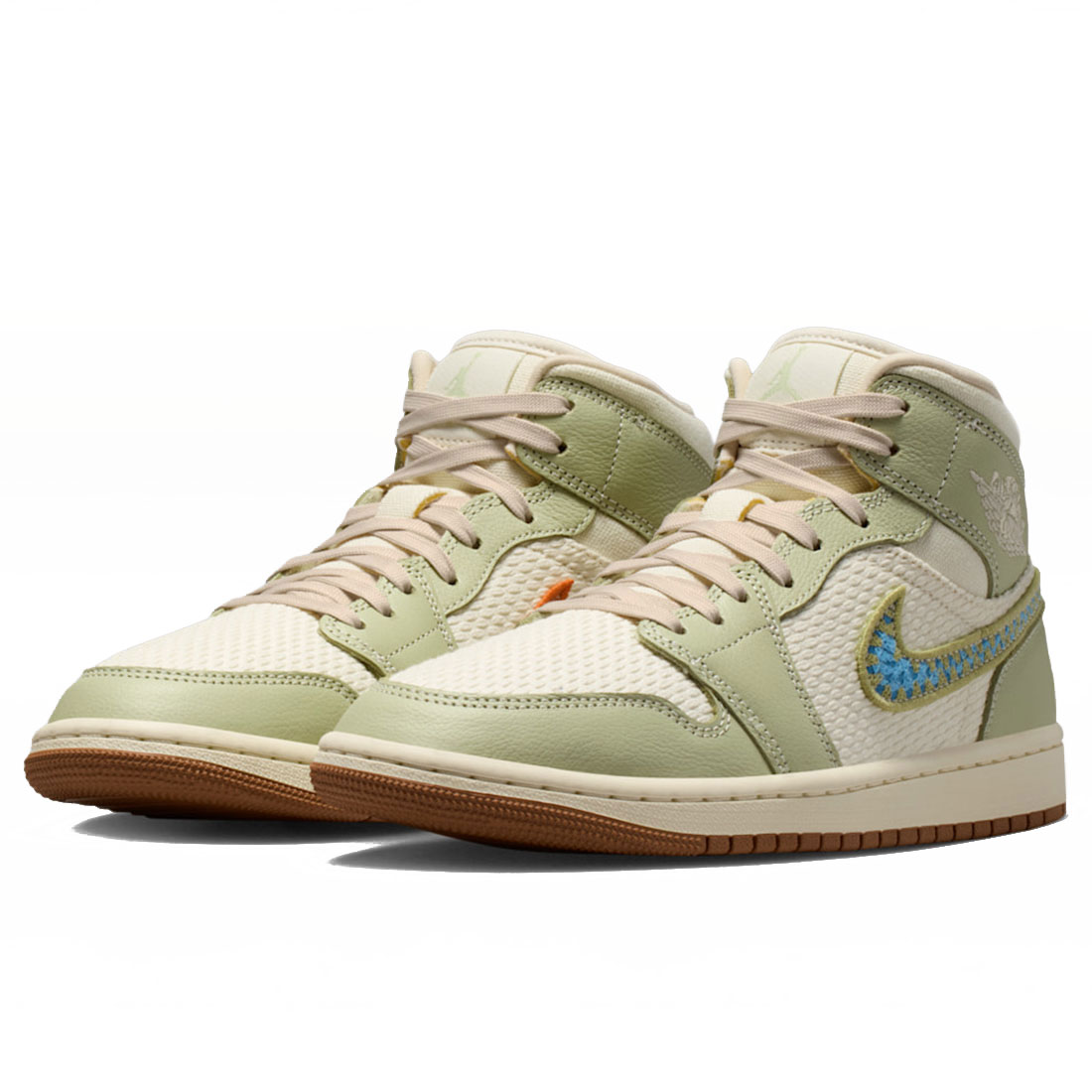 ナイキ エア ジョーダン 1 ミッド SE NIKE W AIR JORDAN 1 MID SE オリーブオーラ/ローン/ユニバーシティブルー/パールホワイト II0570-302