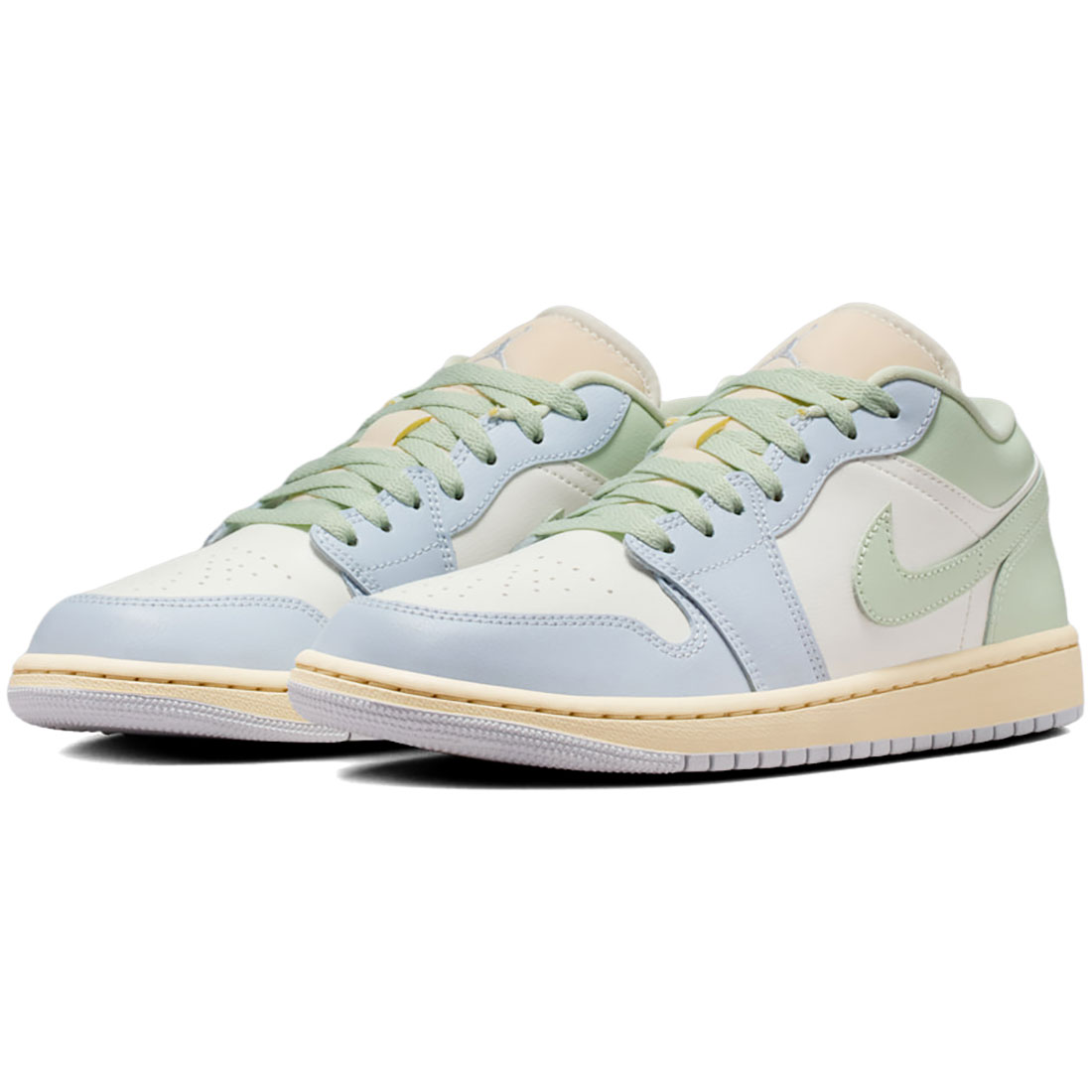 ナイキ 大気圏 ジョーダン 1 置き目 NIKE W AIR JORDAN 1 LOW セイル/雰囲気/メリンス/ジェイドオーラ DC0774-108