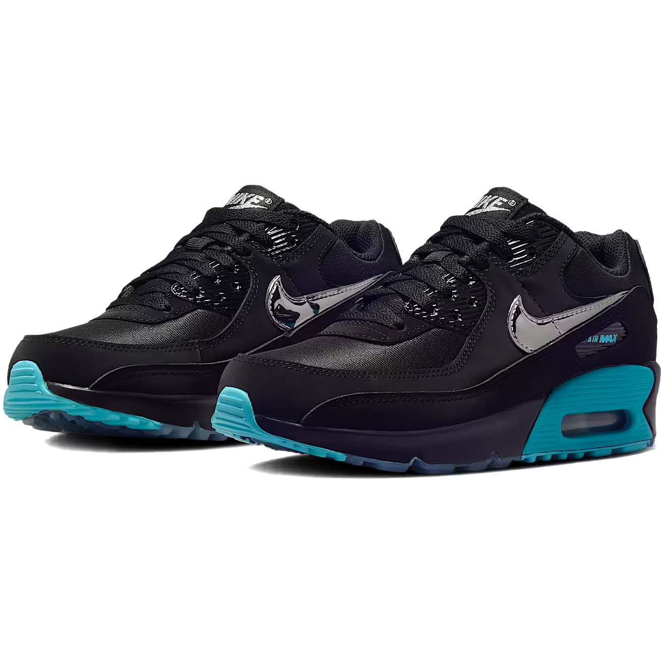 ナイキ エア マックス 90 SE NIKE J AIR MAX 90 SE ブラック/ガンマブルー/アイス/クロム IM7744-001｜シューズナッツ