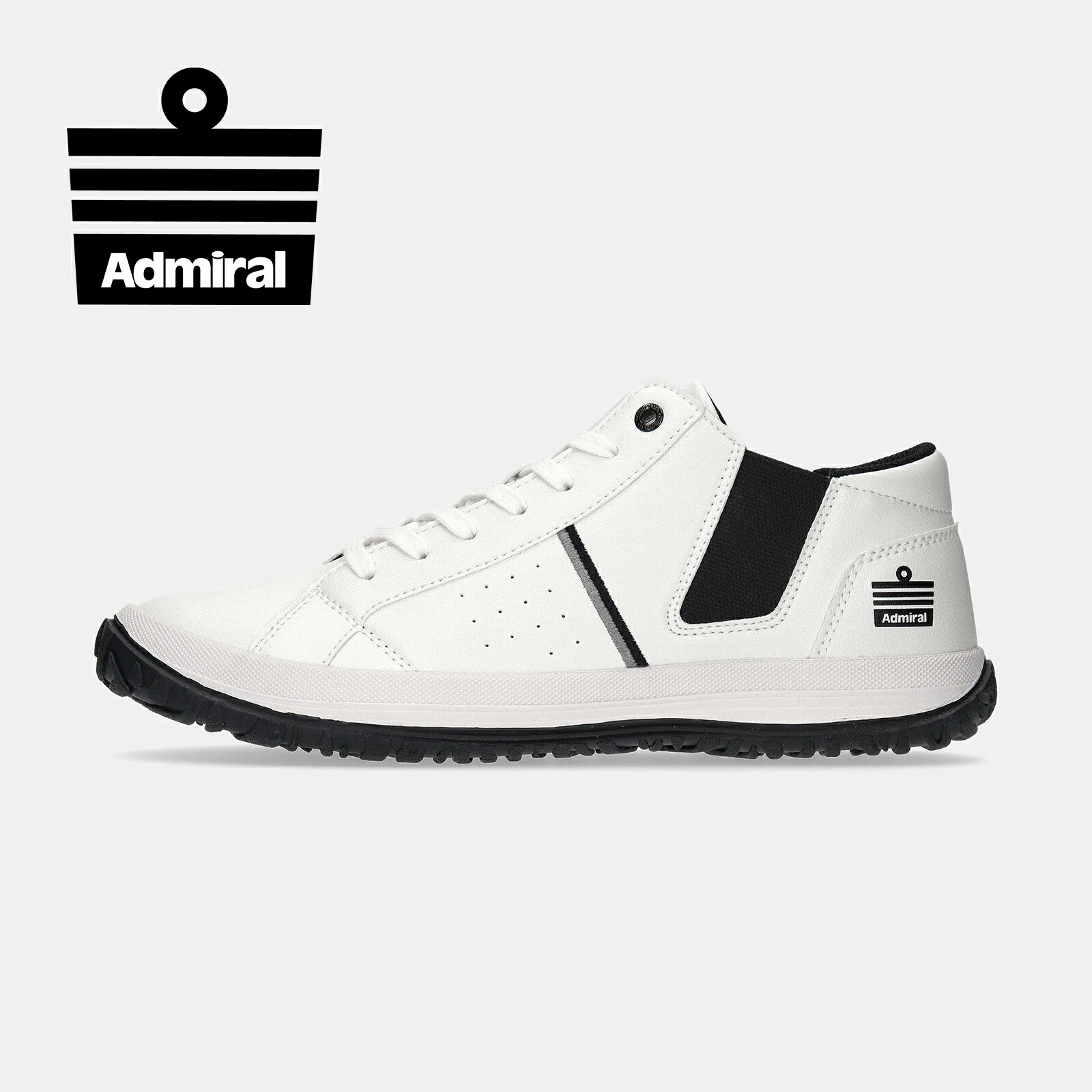 【アドミラルスニーカー公式】Admiral メンズ NOAH（ノア） AD802 ホワイト/グレイ 白 スニーカー ミドルカット 交換可能 送料無料