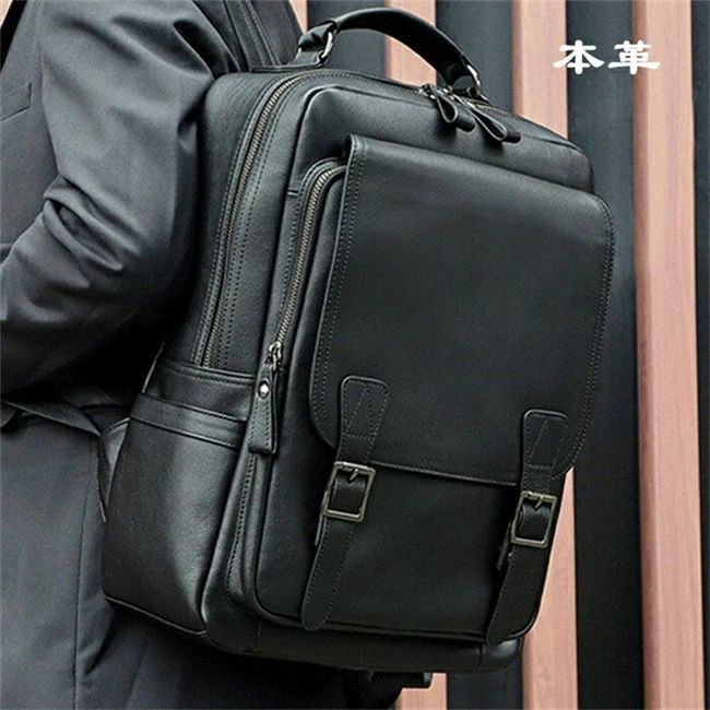 本革 ビジネスリュック メンズ リュックサック  パソコンリュック A4収納 14inchPC収納 大容量 撥水 通勤 出張 送料無料 プレゼント 父