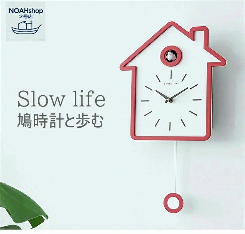 カッコウ時計 柱時計 置き時計 北欧風 時辰儀 流行り物 今めかしい 可愛らしい カッコウ時計 はと時辰儀 柱時計 白いこと 木材 緑であること 赤いこと グ