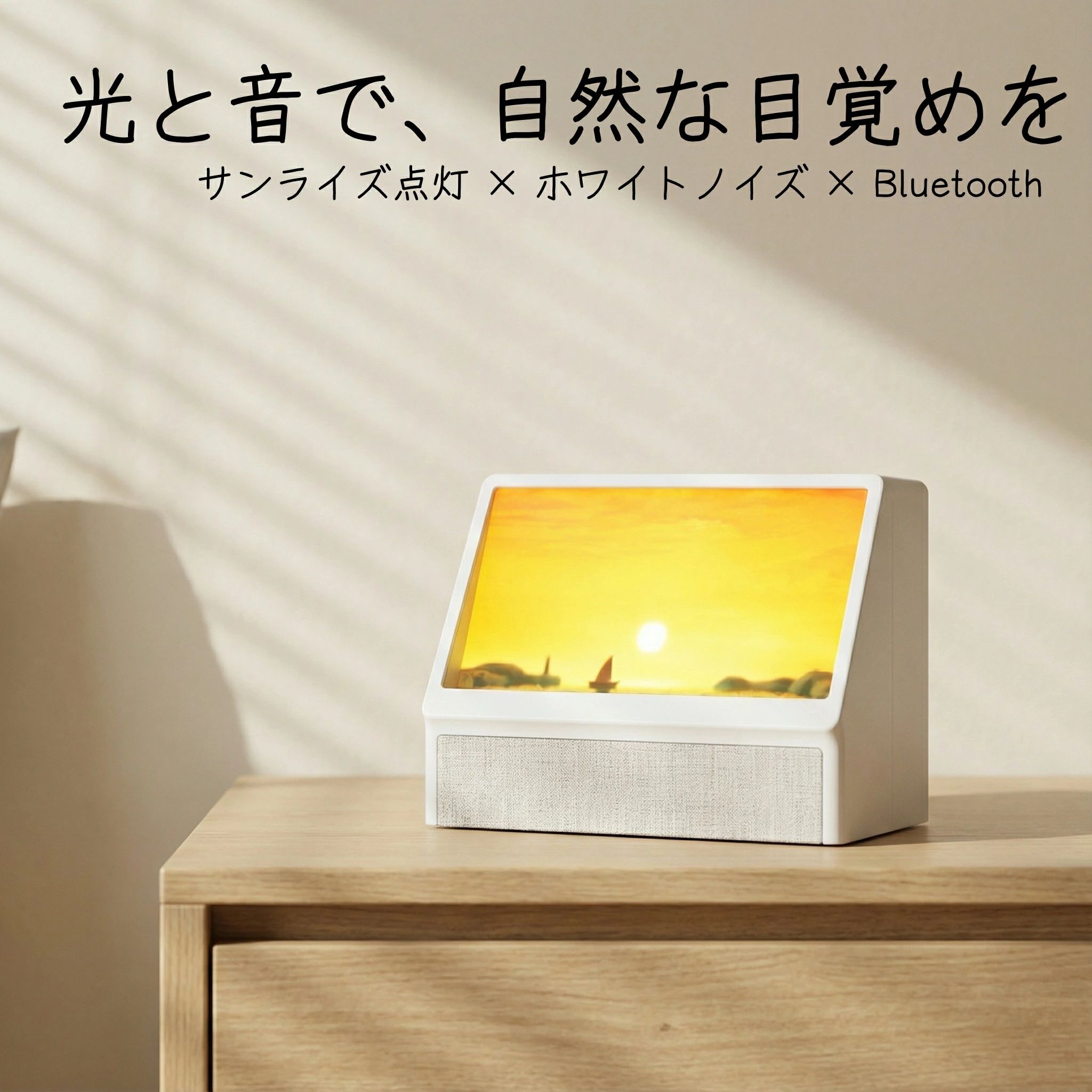 光目覚まし時計時辰儀 ウェイクアップライト 目覚まし時計点火装置 置き時計 デジタル 有り明け方 目覚まし時計 白いこと響動めき 機関 快眠グッズ 安眠 御休み