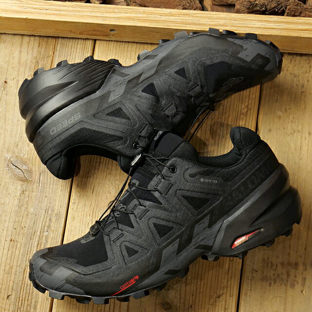 SALOMON サロモン メンズ トレイルランニングシューズ ゴアテックス [L41738600 FW23] SPEEDCROSS 6 GTX 靴 スニーカー 防水 アウトドア Black/Black/Phantom 黒 ブラック系 正規取扱店｜Shoetime アウトフィットストア