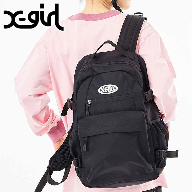 【30%OFF/SALE】X-girl エックスガール リュック オーバルロゴ バックパック [105231053007 SS23] OVAL LOGO BACK PACK メンズ・レディース xgirl 鞄 バッグ デイパック BLACK 正規取扱店【ts】【e】｜Shoetime アウトフィットストア