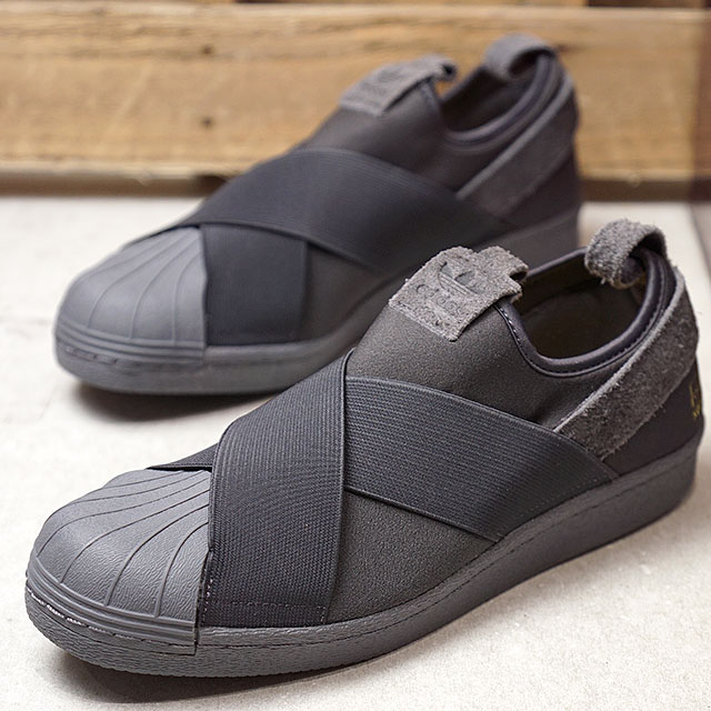 adidas superstar slip on black grey