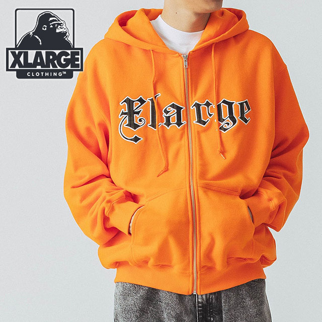 【30%OFF/SALE】【ラスト1着】エクストララージ XLARGE パッチドロゴ ジップアップフーディー スウェットシャツ [101244012001 FW24WINTER] PATCHED LOGO ZIP UP HOODIE SWEATSHIRT メンズ x-large エックスラージ トップス パーカー ORANGE 正規取扱店【ts】【e】