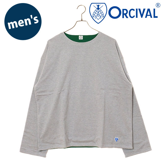 【30%OFF/SALE】ORCIVAL オーシバル ボートネック ロングスリーブプルオーバー [OR-C0496-BXM FW25] BOAT NECK L/S PULLOVER 日本製 メンズ トップス カットソー 長袖Tシャツ ボーダー GREY-STRIPE/GREEN 正規取扱店【ts】【e】｜Shoetime アウトフィットストア