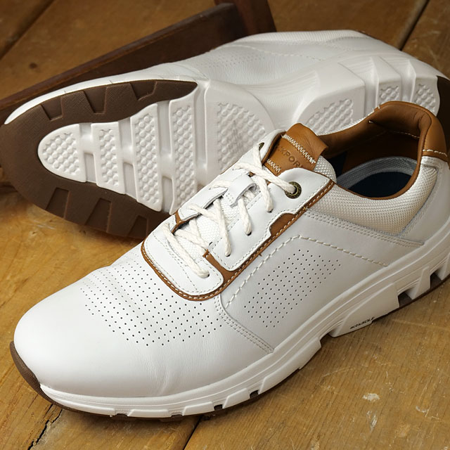 【50%OFF/SALE】ロックポート ROCKPORT スニーカー メンズ リバウンドエックス プレーン トゥ [RPI-CJ3047W] REBOUNDX PLAIN TOE 革靴 ウォーキングシューズ ワイドワイズ WHITE/TAN 正規取扱店【ts】【e】
