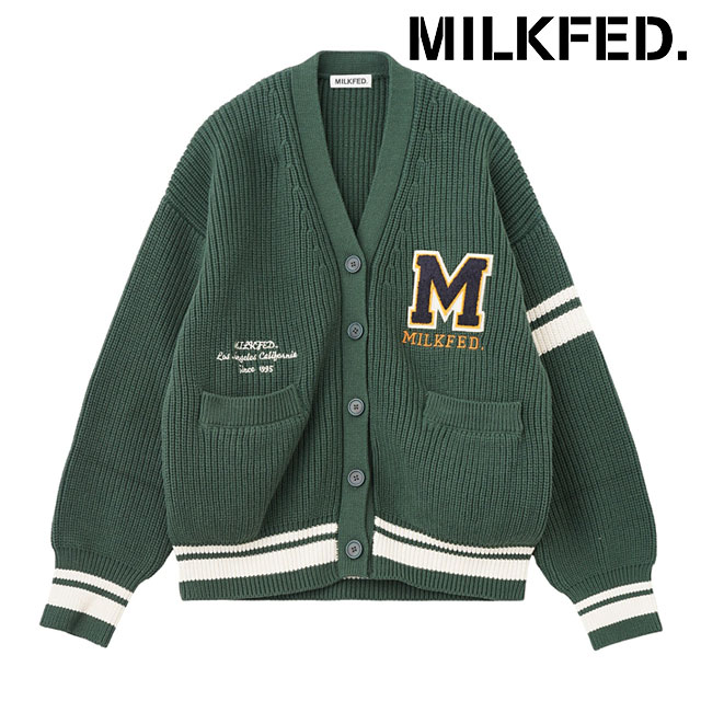 ミルクフェド MILKFED. カレッジカーディガン [103253015004 FW25] COLLEGE CARDIGAN レディース トップス 羽織り ニット 前ボタン ワッペン NAVY 正規取扱店【coupon】 10200380_1.jpg
