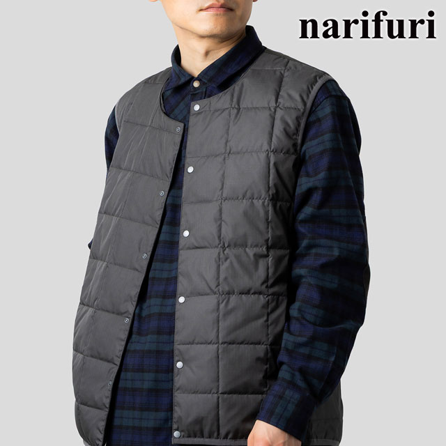 narifuri ナリフリ TAION サイドポケットインナーダウンベスト [NFTA-09 FW25] メンズ トップス タイオン コラボ CHARCOAL 正規取扱店｜Shoetime アウトフィットストア 9,900円