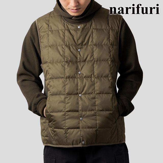 narifuri ナリフリ TAION サイドポケットインナーダウンベスト [NFTA-09 FW25] メンズ トップス タイオン コラボ D.OLIVE 正規取扱店｜Shoetime アウトフィットストア