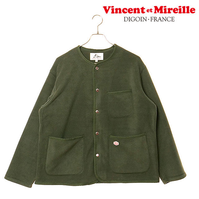 【在庫限り】ヴァンソン エ ミレイユ VINCENT ET MIREILLE フリースカーディガン [VM252FL00220-67 FW25] FLEECE CARDIGAN メンズ ライトアウター 前ボタン OLIVE 正規取扱店【ts】