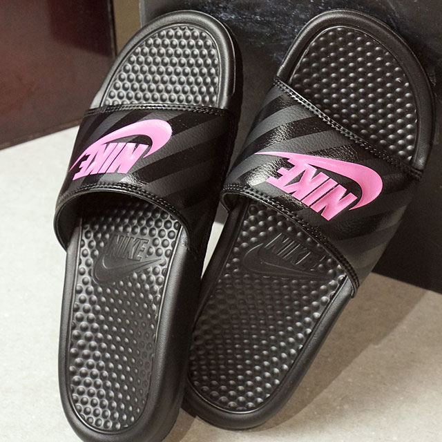 nike benassi black pink