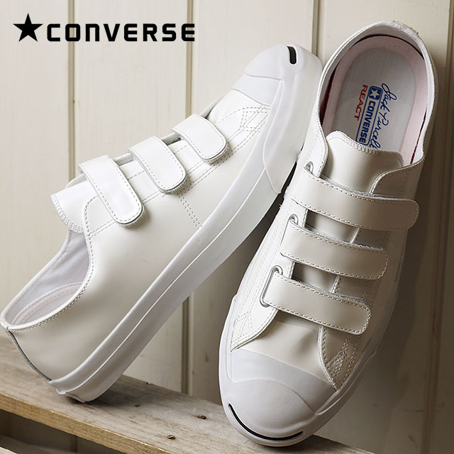 converse jack purcell leather 3 strap white
