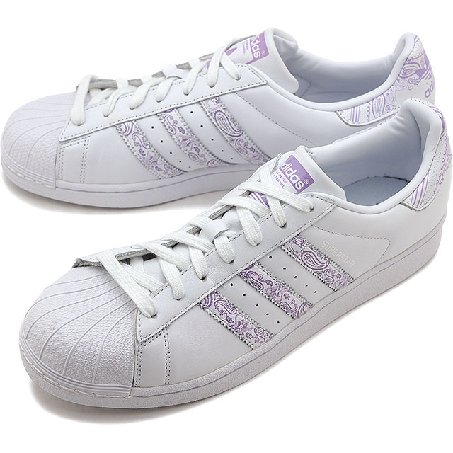 white and purple adidas superstars