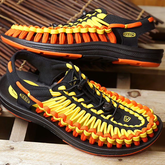 =CodE= KEEN UNEEK FLAT SANDALS 編織彈性綁繩涼鞋(黑黃橘) 1020796 拖鞋 男