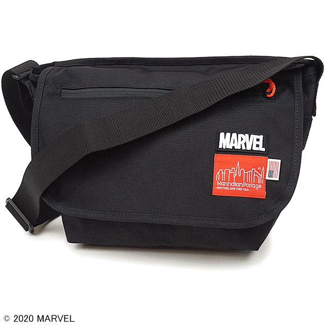 宅配 クーポン対象 コラボ マンハッタンポーテージ Manhattan Portage Marvel 斜め掛け マーベル カジュアルメッセンジャーバッグ Casual Messenger Bag Jr Mp1606jrmarvelss Ss メンズ レディース ショルダーバッグ かばん Black ブラック系