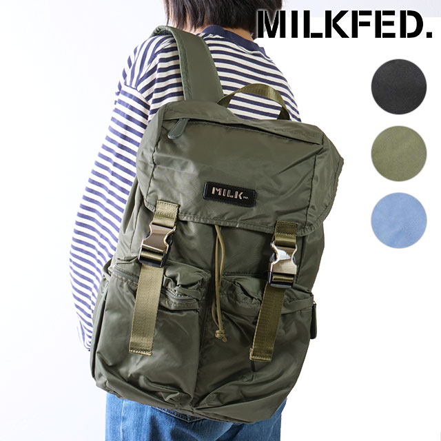 【20%OFF/SALE】MILKFED. ミルクフェド ロゴプレート バックパック [103241053005 SS24] LOGO PLATE BACKPACK メンズ・レディース 鞄 リュック デイパック 正規取扱店【ts】【e】｜Shoetime アウトフィットストア