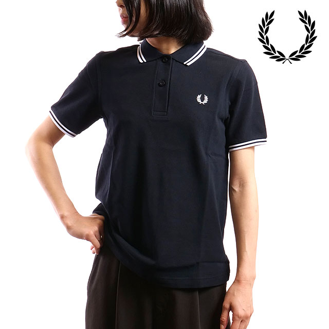 FRED PERRY フレッドペリー ポロシャツ ツイン ティップド フレッドペリーシャツ [G3600-608 SS25] TWIN TIPPED FRED PERRY SHIRT レディース トップス 半袖 コットンピケ NAVY 正規取扱店【e】｜Shoetime アウトフィットストア