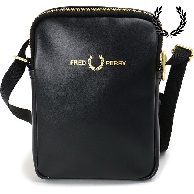 フレッドペリー FRED PERRY スムースレザースモールサイドバッグ [L2802-102 SS26] SMOOTH LEATHER SMALL SIDE BAG メンズ・レディース ユニセックス 鞄 ショルダーポーチ ブラック BLACK 正規取扱店