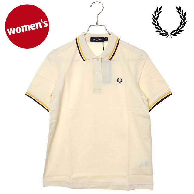 【20%OFF/SALE】FRED PERRY フレッドペリー ポロシャツ レディース ツインティップド フレッドペリーシャツ [G3600-18B SS26] TWIN TIPPED FRED PERRY SHIRT トップス 半袖 コットンピケ ホワイト系 ECRU/LEMON-BARLEY/OXBLOOD 正規取扱店【ts】【e】｜Shoetime アウトフィットストア