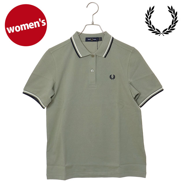 【20%OFF/SALE】FRED PERRY フレッドペリー ポロシャツ レディース ツインティップド フレッドペリーシャツ [G3600-15D SS26] TWIN TIPPED FRED PERRY SHIRT トップス 半袖 コットンピケ グリーン SEAGRASS/ECRU/NAVY 正規取扱店【ts】【e】｜Shoetime アウトフィットストア
