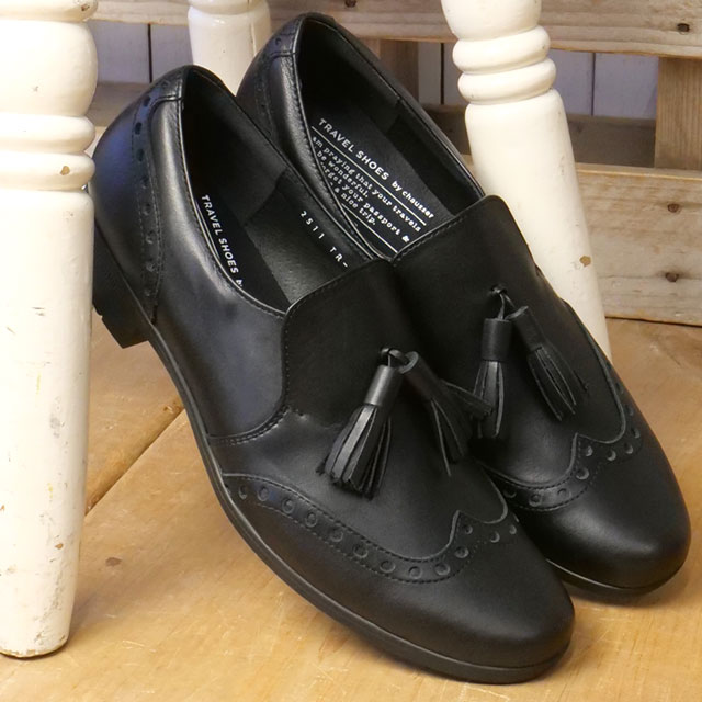 返品交換送料無料 ショセ トラベルシューズ TRAVEL SHOES by chausser レザーシューズ レディース タッセルスリッポンシューズ [TR-031 SS26] Tassel Slip-on shoes 靴 日本製 生活防水 ビブラムソール ブラック BL 正規取扱店｜Shoetime アウトフィットストア