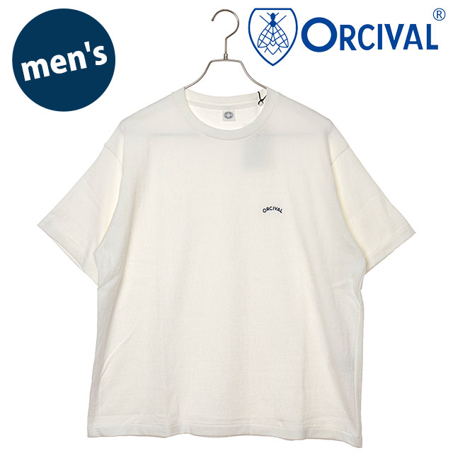 ORCIVAL オーシバル メンズ エンブロイダリー ショートスリーブTシャツ [OR-C0520-TSB SS26] EMBROIDERY SHORT SLEEVE T-SHIRT トップス カットソー 半袖 日本製 白 OFF-WHITE 【メール便可】 正規取扱店｜Shoetime アウトフィットストア