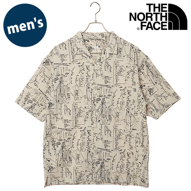 ザ・ノース・フェイス THE NORTH FACE メンズ ショートスリーブアロハリップシャツ [NR22631-HF SS26] S/S Aloha Rip Shirt ユニセックス トップス 半袖オープンシャツ 柄シャツ UVケア ライトベージュ ハーフドームドローイングフォッシルアイボリー 正規取扱店