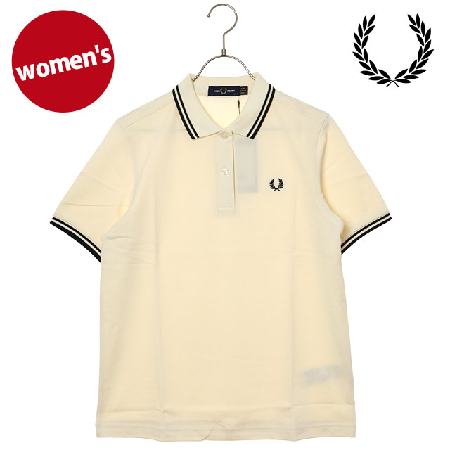 FRED PERRY フレッドペリー ポロシャツ レディース ツインティップド フレッドペリーシャツ [G3600-S70 SS26Q2] TWIN TIPPED FRED PERRY SHIRT トップス 半袖 コットンピケ ホワイト系 ECRU/BLACK 正規取扱店｜Shoetime アウトフィットストア