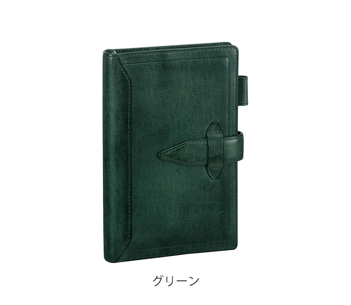 ダ・ヴィンチグランデ システム手帳（Davinci） ロロマクラシック/ヌメ革（牛革） 聖書サイズ　グリーン/リング内径15mm DB3011M　グリーン｜商芸文具店