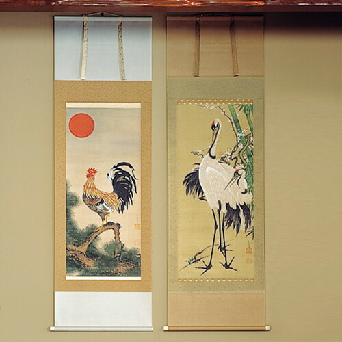 楽天市場】伊藤若冲 花鳥画 額装セット 『 竹梅 双鶴図