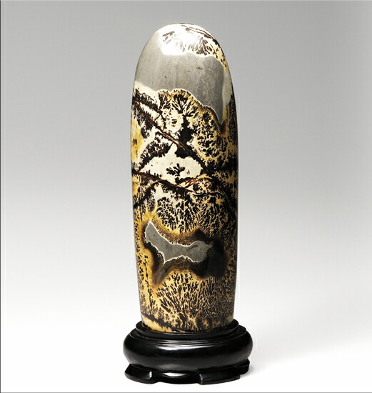 天然石 『 墨画石 』高さ40cm 稀石芸術 約４億５千万年前の原石 置物 オブジェ 玄関 リビング 通販 販売 プレゼント