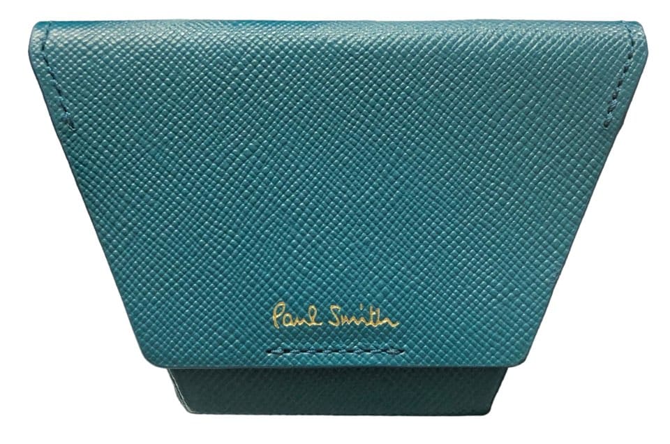 未使用 ポールスミス コインケース 小銭入れ オリガミ 折り紙 Paul Smith レザー ターコイズ ブルー系 本革 メンズ レディー スＰａｕｌＳｍｉｔｈ　PSQ190　【中古】