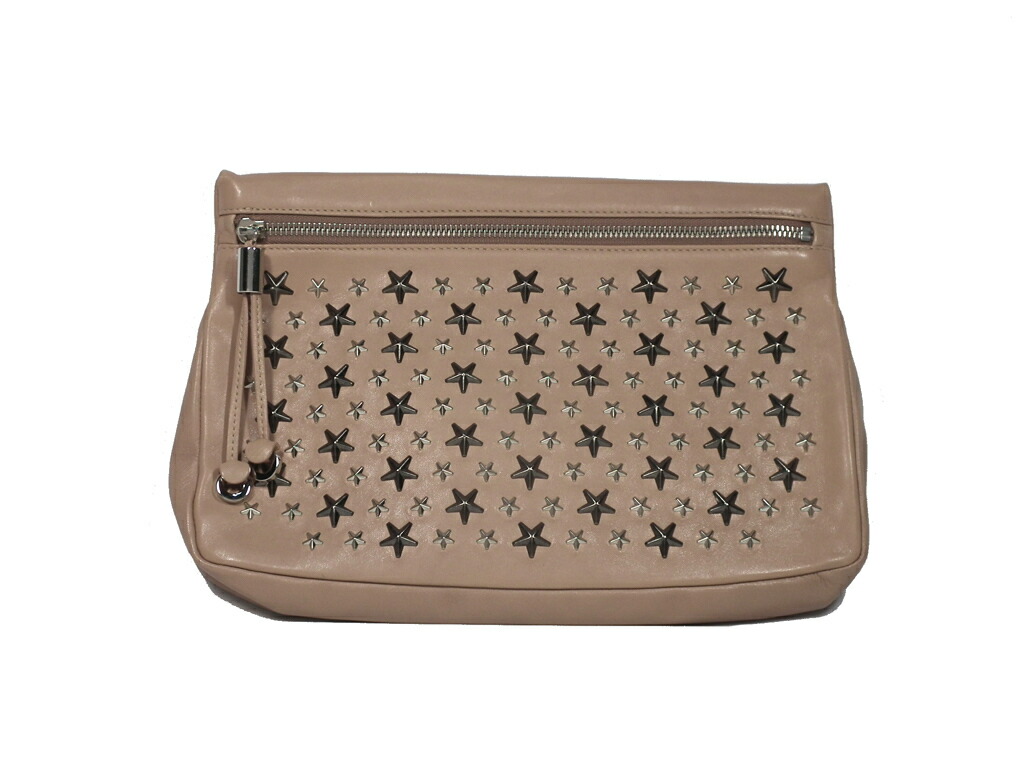 良品 ジミーチュウ クラッチバッグ セカンドバッグ レザー ホワイト スタッズ 良品 ジミーチュウ クラッチバッグ セカンドバッグ レザー ホワイト