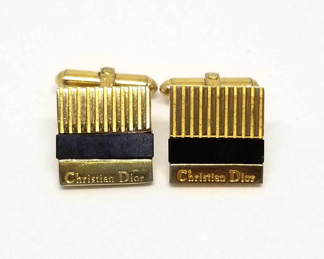 極美品　クリスチャンディオール　グリーンカフリンクス・カフスボタン　Diorロゴ Dior クリスチャンディオール カフスボタン カフリンクス