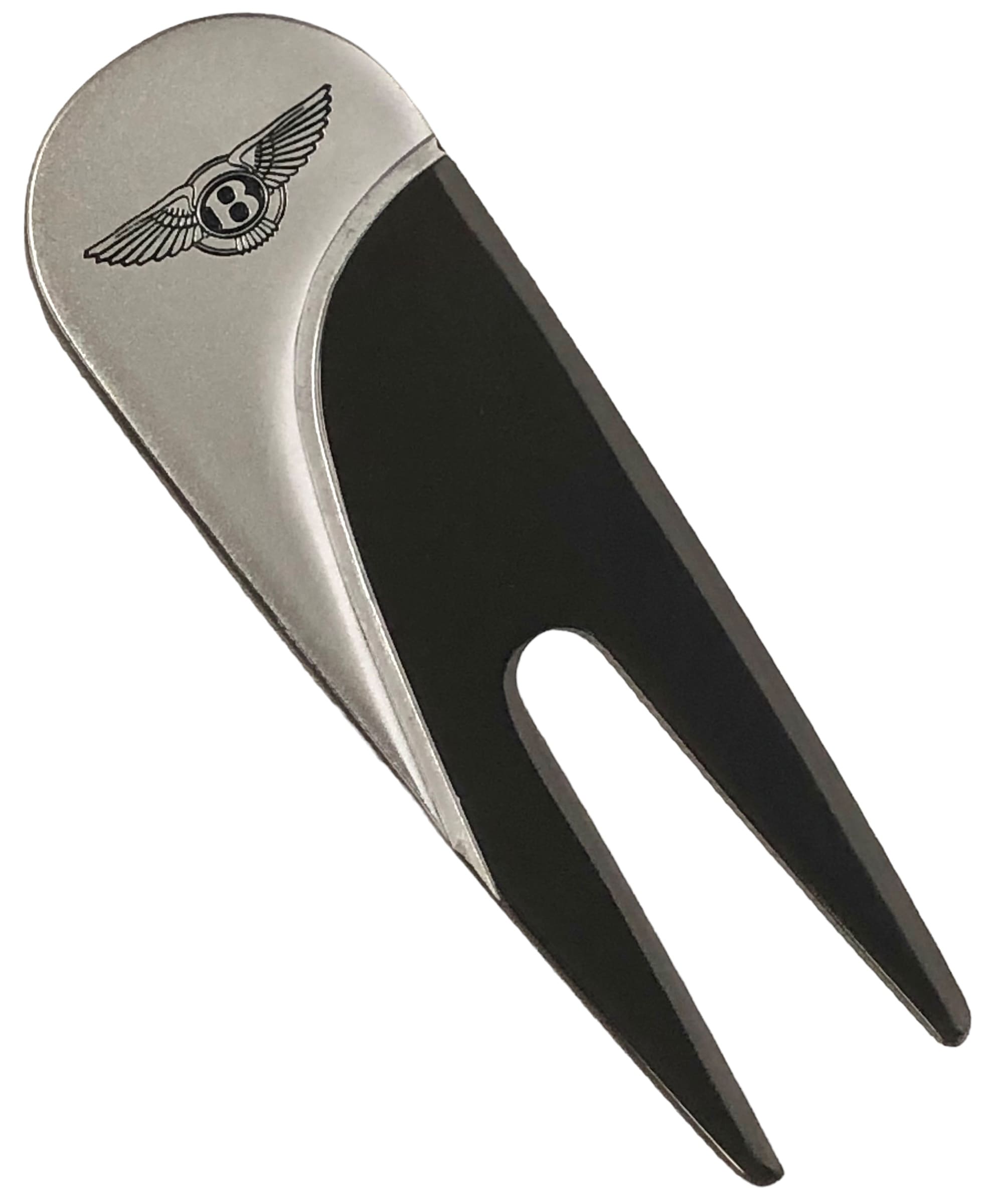 新品同様　ベントレー　ロゴ　BENTLEY GOLF　グリーンフォーク　ゴルフ用品　ステンレス製　シルバー×ブラック【中古】