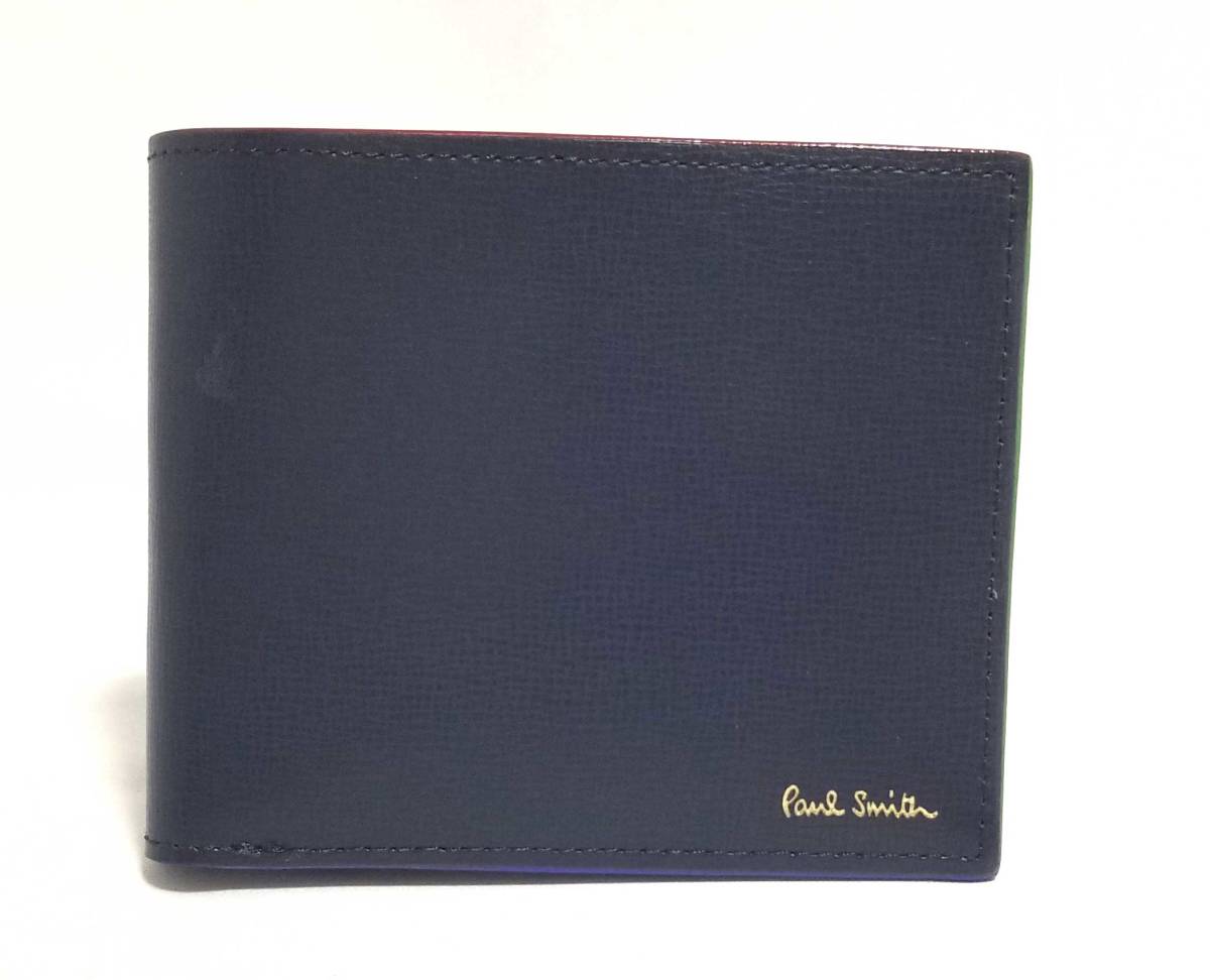 ポール・スミス 二つ折り財布 ネイビー 新品未使用品 箱付き Paul Smith 未使用 ポールスミス コレクション 財布 コンパクト