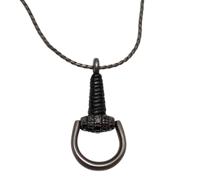 グッチ ネックレス ハーフビット ブラックダイヤ ホースビット ロングネックレス メンズ レディース シルバー SV925 GUCCI 【中古】