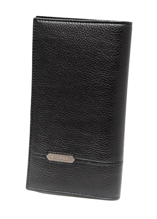 ブルガリ 二つ折り 長財布 セルペンティ スカリエ マン 284708 ブラック レザー 黒 型押しレザー 財布 ロゴ メンズ BVLGARI 【中古】