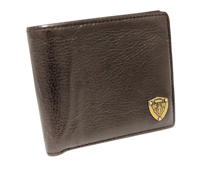 楽天市場】グッチ 財布 二つ折り メンズ レザー ブラウン クレスト