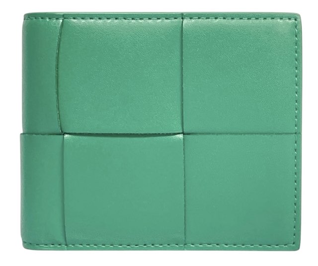BOTTEGA VENETA グリーンレザー 二つ折り財布 BOTTEGA VENETA（ボッテガ・ヴェネタ） 二つ折り財布 イントレチャート